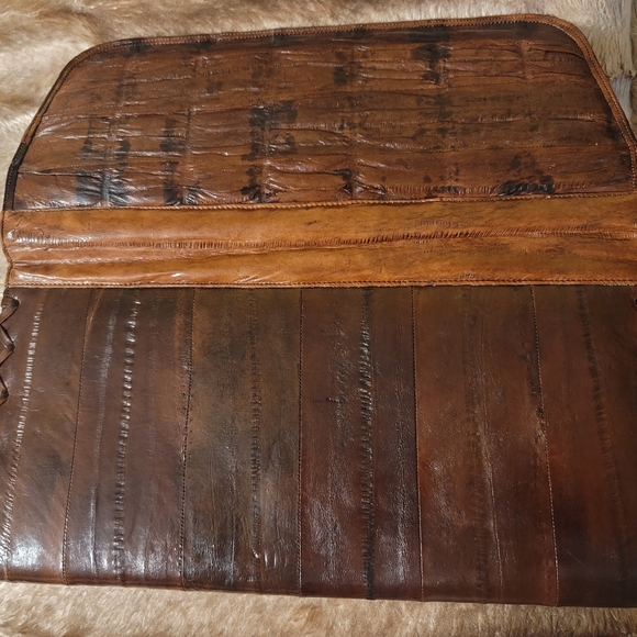 Vintage Eel Skin Leather Clutch - Picture 3 of 9